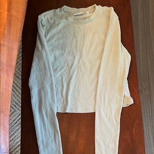 TNA Long Sleeve Cropped Crewneck Top in Light Mint